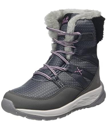 Jack Wolfskin Unisex-Child Polar Wolf Texapore High K Hiking Boot Big Kid (8-12 Years) 5 Big Kid Pebble Grey/Off-white