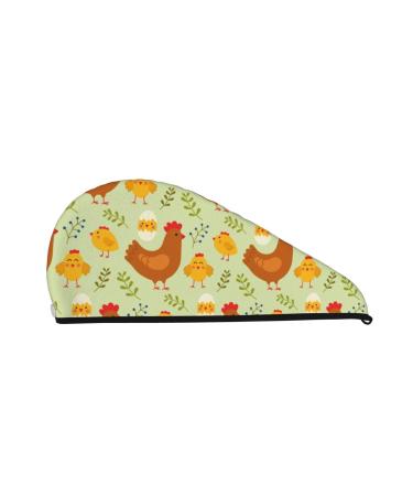 Cute Chicken and Chicks Microfiber Hair Towel Soft Super Absorbent Hair Towel Wrap for Women Coral Velvet Quick Dry Hair Cap for Long Curly and Thick Hair