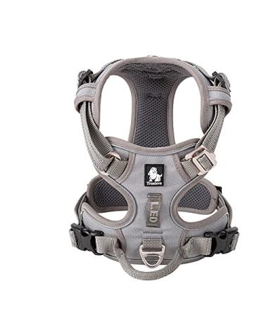 Truelove no pull dog harness reflective dog harness for dogs adjustable soft padded petroleum vest with simple control handle TLH56512 XL Gray