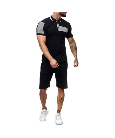 Men's Short Sleeve T-Shirts and Shorts Suit Set 2021 Running Jogging Athletic Sportswear Mens Summer Shorts Set Gray Medium