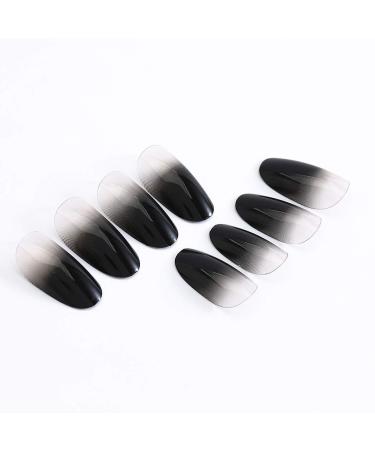 Ibliss Glossy Press on Nails - Long Full Cover False Nails for Women - Black Gradient Acrylic Oval Nails - 24PCS - Buy Online on GoSupps.com