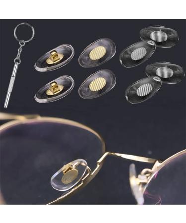 Upgraded Copper Core Eyeglass Nose Pads 4 Pairs Transparent Screw-in Soft Silicone Eyewear Nose Pads and 1 pcs Micro Screwdriver for Glasses and Sunglasses Replacement