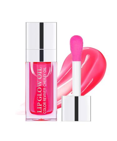 Hydrating Lip Glow Oil  Moisturizing Lip Glow Oil  Nourishing Glossy Transparent Lip Oil  Plumping Lip Oil  Lip Balm  Non-sticky Tinted Toot Lip Balm for Lip Care (Cherry)