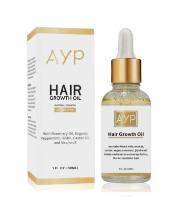 Hair Growth Serum with Organic Oils Rosemary Castor Argan Avocado Coconut & Jojoba Biotin for Thickening & Loss Prevention