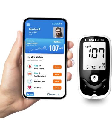 CURO G10 Glucose Home Test Kit with NFC Connectivity, Blood Sugar Monitor Device, 60 Test Strips - CUROfit App Compatible - Complete Testing Solution - Buy Online on GoSupps.com
