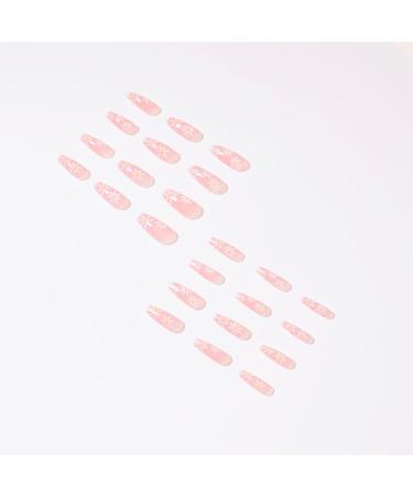24pcs Medium Coffin False Nails Nude Pink Daisy Flower Press on Nails - Removable Glue-on Fake Nails for Women and Girls - Nail Art Accessories - Buy Online on GoSupps.com
