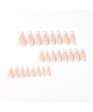 Justotry 24pcs White French Press On Nails - Glitter Line Ballerina Artificial Nails for Women | Beautiful Medium Fake Nails - Buy Online on GoSupps.com