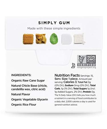 Simply Gum Natural Chewing Gum - Spearmint, 15 Count Pack | Organic, Vegan, Sugar-Free - Buy Online on GoSupps.com