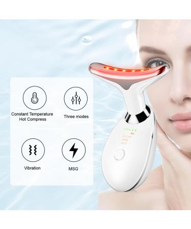 Neck Face Massager | Face Sculpting Tool with 3 Color Modes & Vibration for Double Chin Reduction - White - Buy Online on GoSupps.com