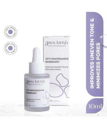 GEW'N KIRISH 10% Niacinamide + Rosemary Pore Minimizing Serum Natural Formula for Brightening Reducing Uneven Tone and Minimizing Pores | Oil Control & Anti-Aging | 30 ml (1.01 fl oz) - Buy Online on GoSupps.com
