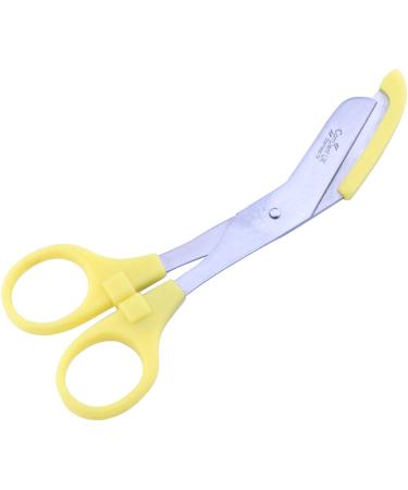 Bandage Scissors with Round Tip Perfect for Nurses Veterinary and Home Use with with Colored Safety Guard 5 -Colours (Yellow)