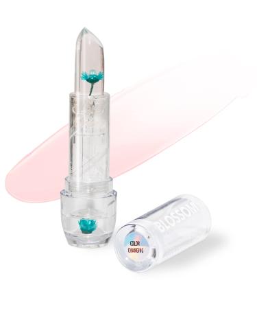Blossom Lip Gloss Moisturizing pH Lip Balm Strawberry Scented Color Changing Crystal Lip Stain Tint Infused with Real Flowers 3g Turquoise