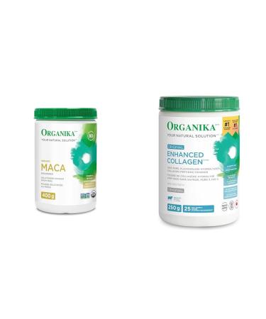 Organika Maca Certified Organic Powder- Gelatinized for High Bioavialability Hormone Balance & Enhanced Collagen Peptides Protein Powder For Healthy Hair Skin Nails 400 g (Pack of 1) Powder + SUPPLEMENT madfs-1190