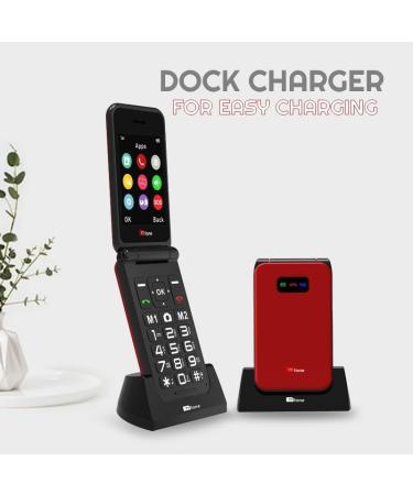 TTfone TT760 4G USB-C Mobile Phone for Elderly | Easy-to-Use Flip Folding Cell | Vodafone Pay as you go | Red with USB Cable - Buy Online on GoSupps.com