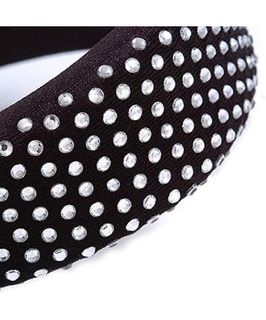 Retro Thicken Padded Velvet Diamante Wide Chunky Hair Band/Headband/Alice Band in Black - Buy Online on GoSupps.com