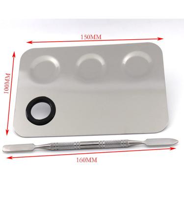 Miamay 6x4 Inches Stainless Steel Makeup Palette with 3-Dents Nail-Art Mixing Palette and 6 Inches Spatula Tool - Buy Online on GoSupps.com
