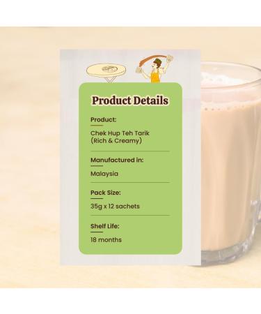 Chek Hup Teh Tarik RC - Th Noir Instantan Cr meux - 12 Sachets Individuels - Avec Sucre de Roche et dulcorants Naturels - Buy Online on GoSupps.com