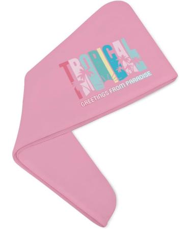 Tropical Slogan "Greetings from Paradise" Microfiber Hair Towel Wrap for Women | Super Absorbent 10"x26" Hair Turban with Button - Ideal for Fast Drying and Easy Use - Buy Online on GoSupps.com
