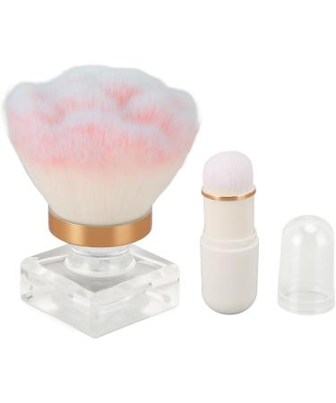 Soft Bristle 2 Pieces Face Blush Kabuki Powder Makeup Brushes with Transparent Ergonomic Handle for BB Cream Portable - Buy Online on GoSupps.com