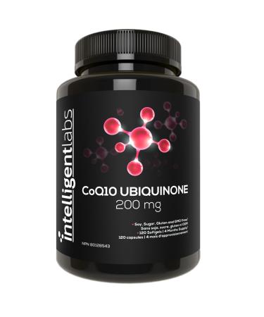 Intelligent Labs CoQ10 Ubiquinone 200mg Softgels | Coenzyme Q10 with MCT Oil for Max Absorption | Soy Sugar Gluten and GMO-Free | 120 Servings | 4 Months Supply