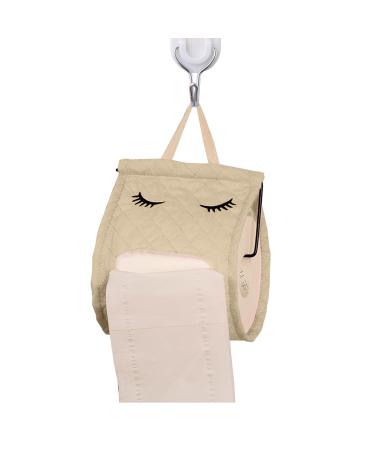Toilet Paper Roll Cotton Cute Eyelash Shape Toilet Paper Organizer for Bathroom Toilet Paper Dispenser Box for Camping Bathroom RV Car Travel No Glue or Drill Needed Fovolat Beige