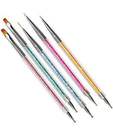 5pcs Nail Art Pens Nails Art Liner Brush Point Drill Drawing Brush Pen for DIY Designs
