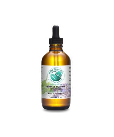 Bella Terra Oils Borage Seed Oil (GLA) 4 oz 100% Pure Cold-pressed Unrefined Organic PA-free Hexane-free Moisturizer for Skin Hair 4 Fl Oz (Pack of 1)
