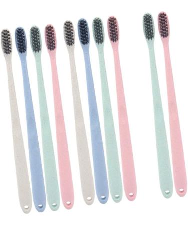 10pcs Bamboo Charcoal Toothbrush Set | Eco-Friendly Wheat Straw Soft Bristles for Sensitive Gums - Buy Online on GoSupps.com