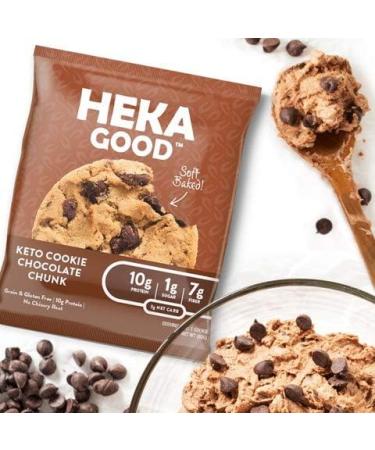 Heka Good Foods Low Carb Keto Chocolate Chunk Cookie - 3g Net Carb, 10g Protein, No Sugar, Grain & Gluten Free - 12 Count - Buy Online on GoSupps.com