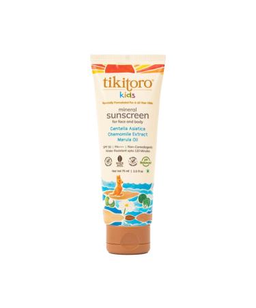 Kids Mineral Sunscreen with SPF 30+ PA+++. Contains Chamomile Gotukola Niacinamide & Zinc Oxide. Prevents Tanning & Hydrates Skin 100% Vegan No Parabens & Sulphates (75 gm)