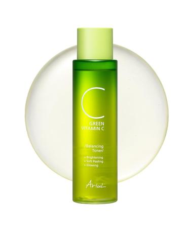 Ariul Green Vitamin C Balancing Toner Gentle Exfoliation & Skin Balancing with 15% Kakadu-C Complex PHA 1% CICA Vegan Formula Korean Skin Care 150ml / 5.07 fl. oz