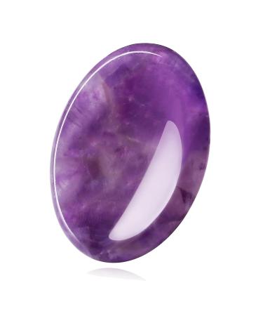 XIANNVXI Amethyst Crystal Stone Amethyst Worry Stone Healing Gemstone Polished Thumb Stone for Anxiety Relief Reiki Amethyst Crystal Oval Stone Meditation Accessories B - Amethyst
