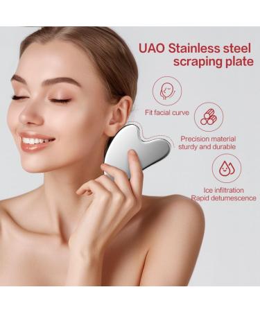 UAO Stainless Steel Gua Sha Tools | Facial Massager & Skin Care Scraper for Face Sculpting & Relaxation Perfect Eye & Muscle Massager - Buy Online on GoSupps.com