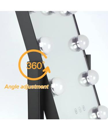 Depuley Hollywood Lighted Vanity Makeup Mirror with 9 Dimmer LED Bulbs - Smart Touch Control, 3 Lighting Modes, 10X Magnification, 360 Rotation (12in, Black) - Buy Online on GoSupps.com