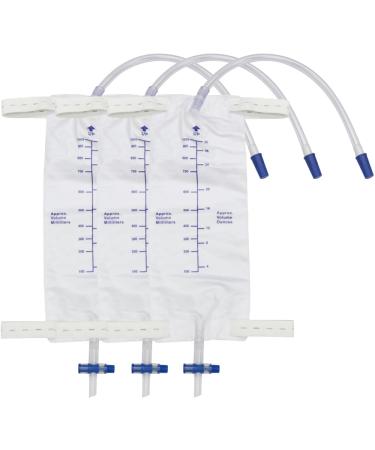 Urinary Drainage Bag with Anti-Reflux Chamber 1000ml Leg Bag Urinary Bag for Home and Hospitals Health Aids (3Pcs)