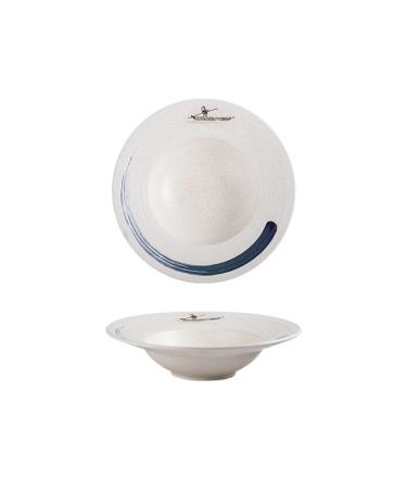 FURLOU Bowl Ceramic Plate Restaurant Kitchen Creative Plate Set Noodle Bowl Soup Bowl Saucer Bowls (Color : B)