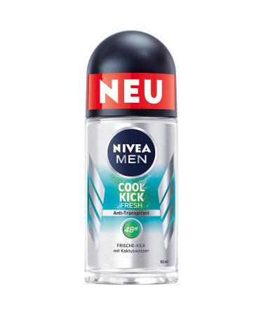 NIVEA MEN Cool Kick Fresh D odorant roll-on (50 ml) d odorant qui prot ge 48 heures contre la transpiration et les odeurs corporelles anti-transpirant avec eau de cactus et formule l g re