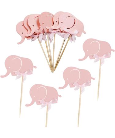AKOAK 10 Pieces Baby Shower Pink Elephant Cupcake Toppers Baby Girl Birthday Party Favors Cake Decoration - Buy Online on GoSupps.com