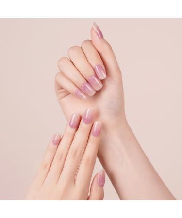 Danni & Toni Half Hardened Gel Nail Films - Pink Glitter Gradation Shiny Nail Stickers | 30 Semi-Hardened Wraps - Canvas of Sparkles - Buy Online on GoSupps.com