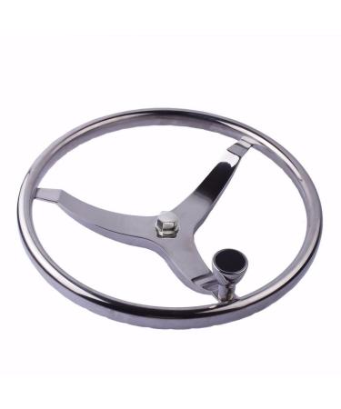 316 Stainless Steel 13-1/2" Dia Boat Steering Wheel with 5/8" -18 Nut and Turning Knob for Seastar and Verado
