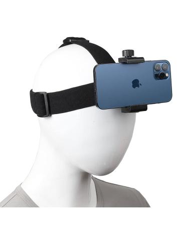 Head-Mounted Mobile Phone Holder,First-Person View Video Outdoor Live Shooting Bracket with Phone Clip(4"-7") for iPhone Samsung Smartphones and GoPro Insta360 Sony DJI Action Camera Head Mount Strap
