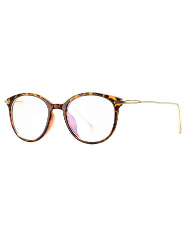 COASION Glasses Women Men Metal Frame Retro Blocking Gaming Glasses Computer Glasses A2* Tortoise/Gold 48 millimeters
