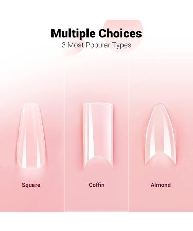 Melodysusie Fishbone Nail Tips - Professional Almond Half Cover Clear False Gel Nail Tips - 420pcs - Buy Online on GoSupps.com