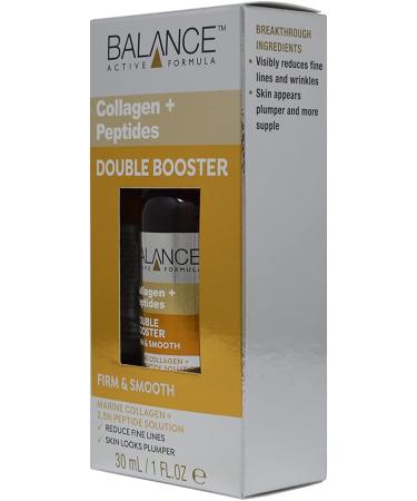 Balance Active Formula Collagen + Peptides Double Booster (30ml) - Formulated with Marine Collagen + a 2.5% Peptide Solution Known to Reduce fine Lines & Wrinkles - Buy Online on GoSupps.com
