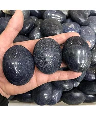 55mm-65mm Natural Oval Shape Quartz Palm Size Blue Sand Crystals Stones 1pc Chakra Reiki Balancing - Buy Online on GoSupps.com