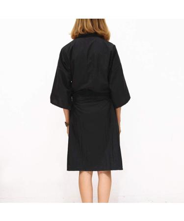 Mollensiuer Black Salon Robe - 1 Piece Client Gown Cape | Hair Cutting Smock Kimono Style for Salons - Buy Online on GoSupps.com