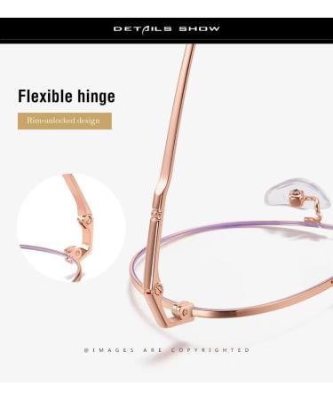 SERONI Double Girder Metal Round Frame Blue Light Blocking Glasses for Men & Women - Anti UV Ray Computer & Reading Glasses - Rose Gold 50mm - Buy Online on GoSupps.com