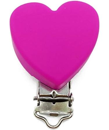 GLASSNOBLE Pacifier Clip | BPA Free Silicone Heart Chain Holder | Teether & Nursing Clips in Pink Rose - Safe for Babies - Buy Online on GoSupps.com