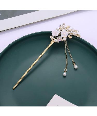 Chinese Hair Stick Flowers Rhinestone Metal Hair Sticks Beads Hair Pin Vintage Elegant Hair Sticks Shiny Rhinestone Hair Chopsticks Elegant Headpiece Fashion Hair Styling Accessories for Women Girls - Buy Online on GoSupps.com