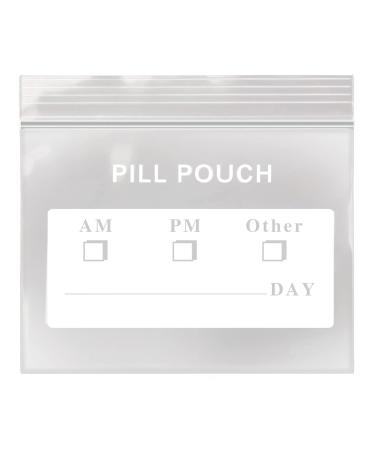 Zipper Pill Pouch Bags 3 x 2 AM PM Daily Travel Medicine Organizer Storage Pouches for Vitamin and Daily Medication Reusable Clear Write-on Label (250)
